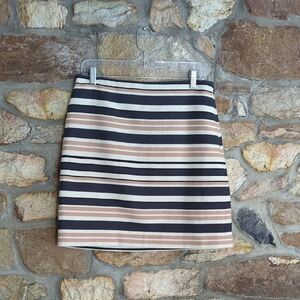 LOFT Black and Tan Striped Mini Skirt